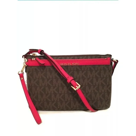 Michael Kors JET SET TRAVEL Monogram Crossbody Bag With Removable Wristlet - Picture 1 of 13